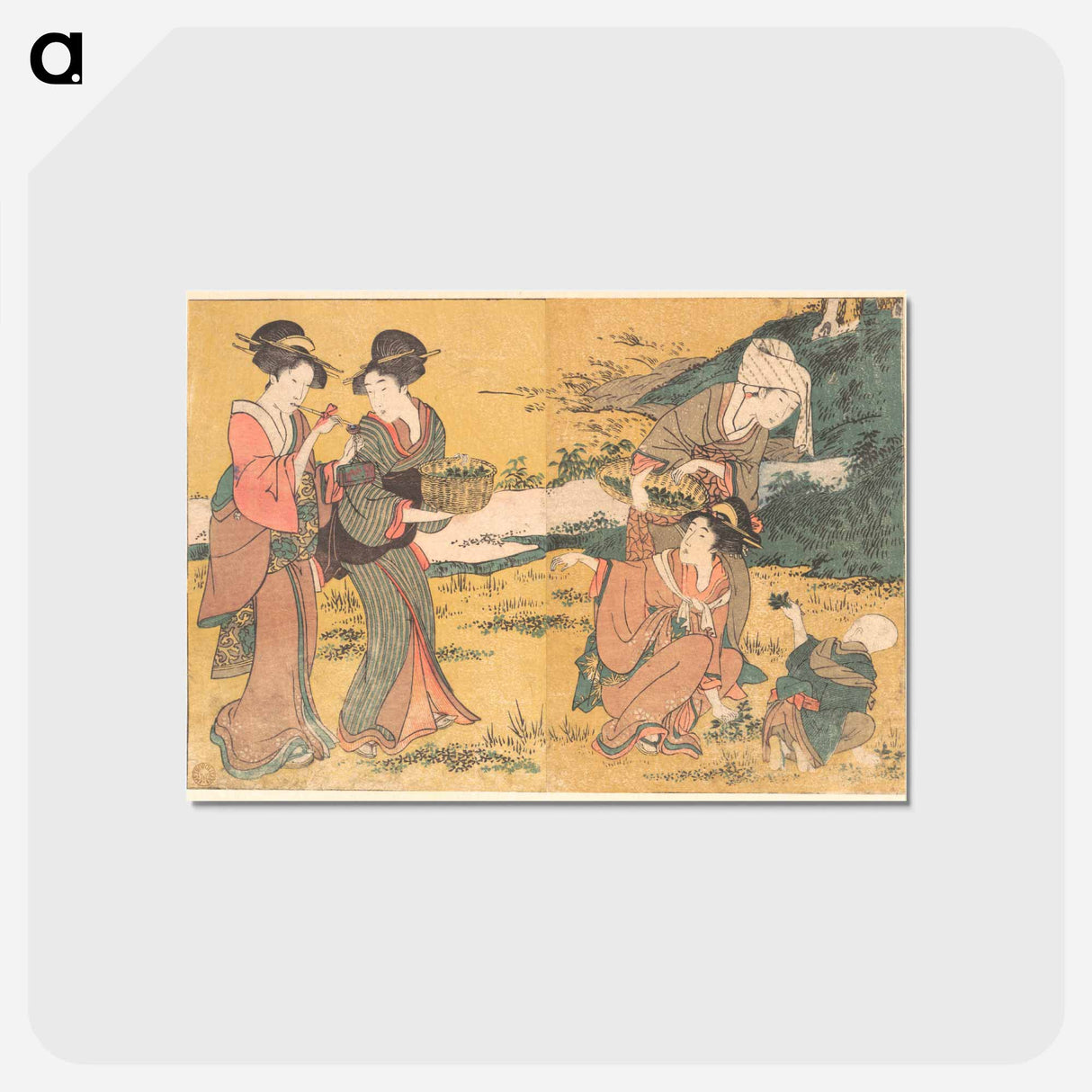Girls Picking Green Leaves - 喜多川 歌麿 Postcard.