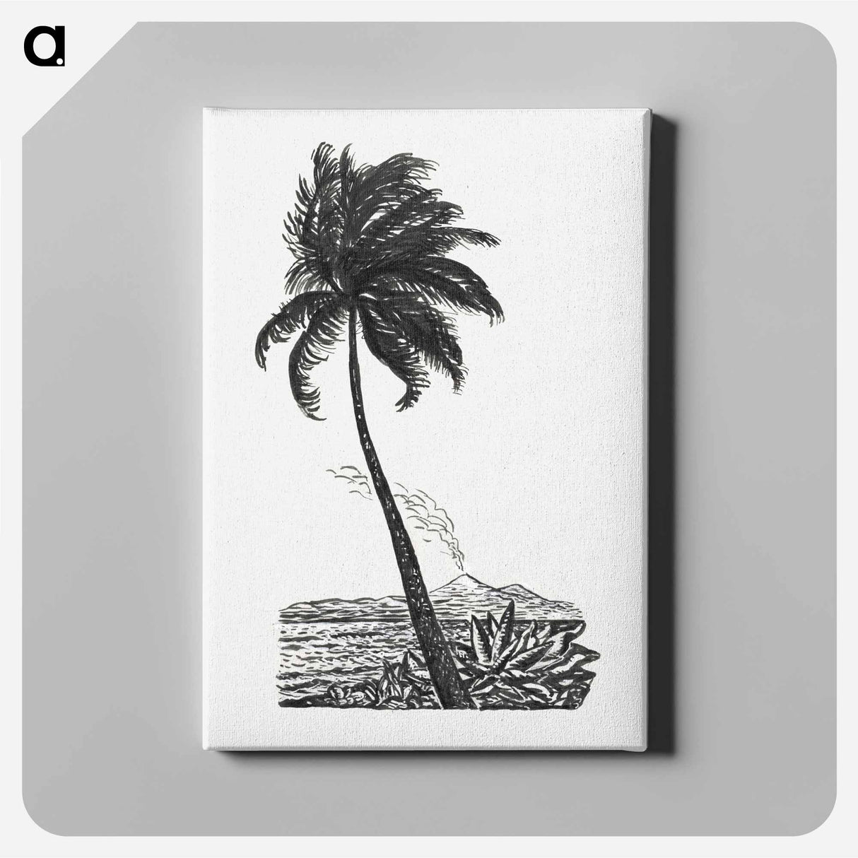 Palm tree with an island - レオ ヘステル Canvas.