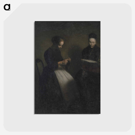 アートポストカード-Evening in the Drawing Room - ヴィルヘルム ハンマースホイ Postcard.