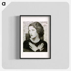 アートポスター-Head and shoulders of girl with hands crossed by Wladyslaw Theodore Benda - ウワディスワフ テオドール ベンダ Poster.