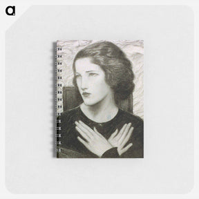 アートメモ帳-Head and shoulders of girl with hands crossed by Wladyslaw Theodore Benda - ウワディスワフ テオドール ベンダ Memo.
