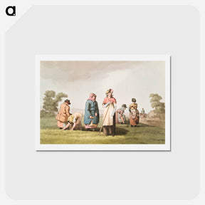 アートポストカード-Illustration of lowkers from The Costume of Yorkshire - 19世紀のヨークシャー Postcard.
