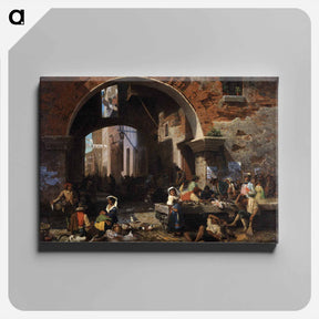 アートパネル-Roman Fish Market. Arch of Octavius - アルバート ビアスタット Canvas.