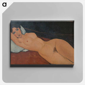 アートパネル-Female Nude Reclining on a White Pillow - アメデオ モディリアーニ Canvas.