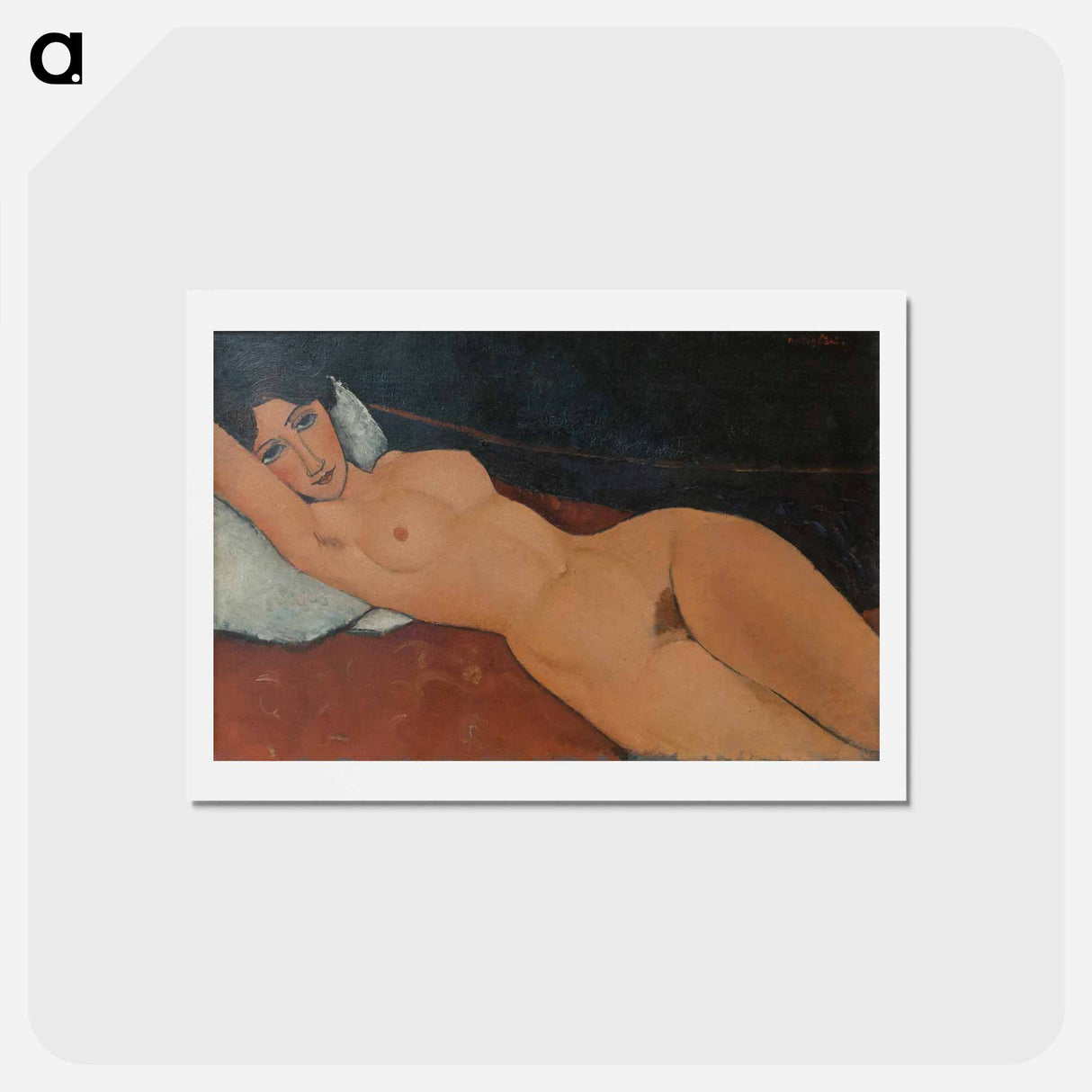 Female Nude Reclining on a White Pillow - アメデオ モディリアーニ Postcard.