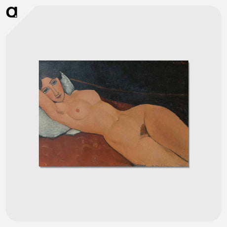 アートポストカード-Female Nude Reclining on a White Pillow - アメデオ モディリアーニ Postcard.