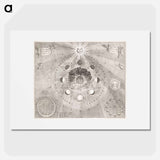 Kaart van de aarde met de verschillende standen van de maan en de zon - アンティーク地図 Poster.