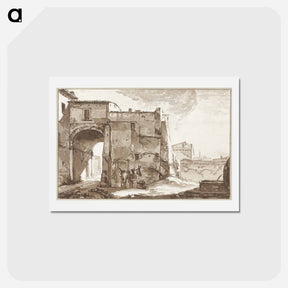 アートポストカード-Poort met reiziger en muildier
 - コルネリス プロース ファン アムステル Postcard.