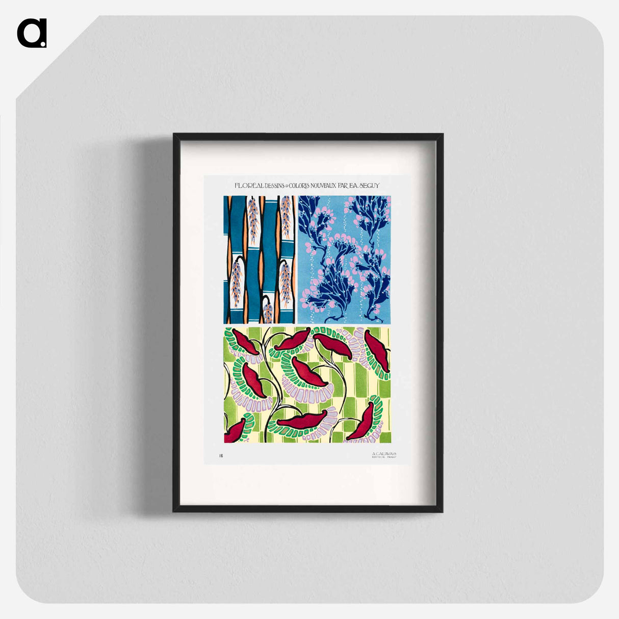 Floral colorful background, vintage art deco & art nouveau background, plate no. 16. - E.A.セギー Poster.