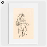 Seated Nude Girl Clasping Her Left Knee - エゴン シーレ Poster.