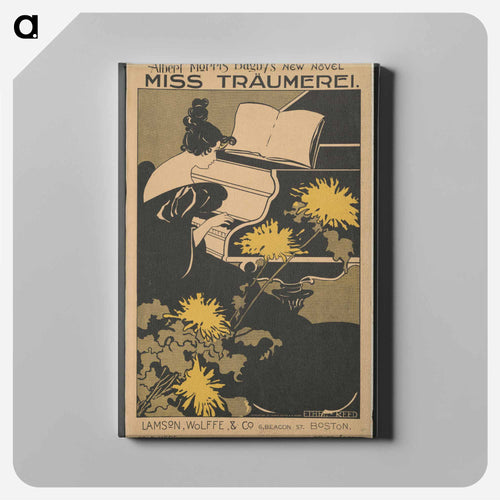Woman playing piano with art nouveau style chrysanthemum flowers in foreground - エセル リード Canvas.
