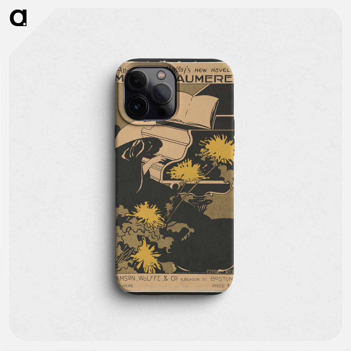 Woman playing piano with art nouveau style chrysanthemum flowers in foreground - Ethel Reed Phone Case.