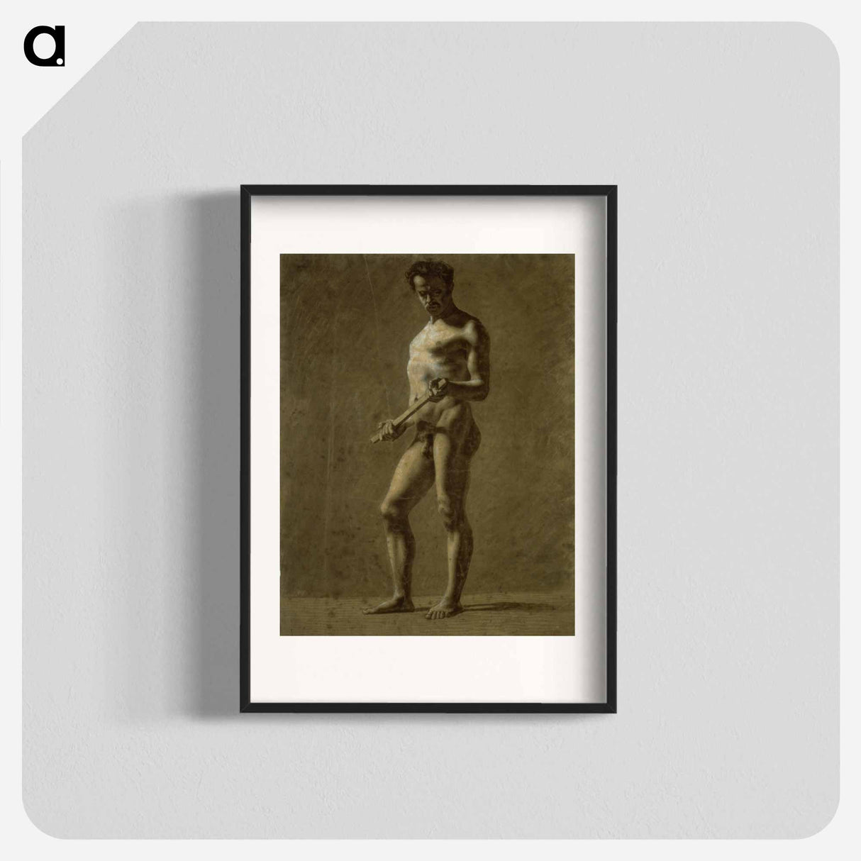 Standing Academic Male Nude (recto); Sketch of Upper Arm (verso) - ウジェーヌ ドラクロワ Poster.