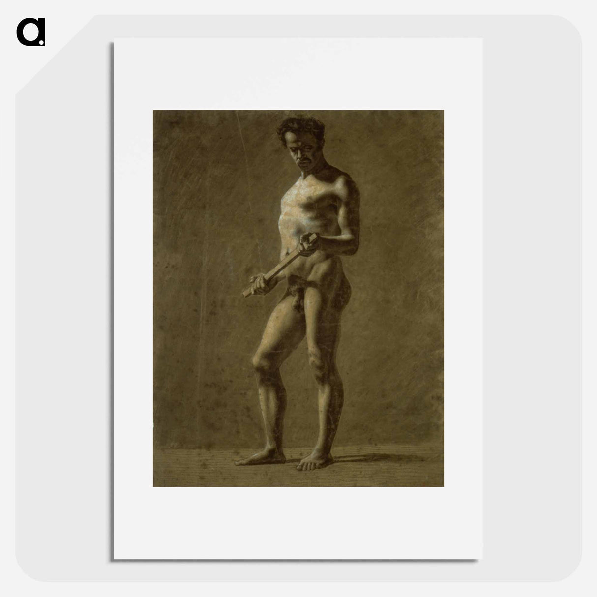 Standing Academic Male Nude (recto); Sketch of Upper Arm (verso) - ウジェーヌ ドラクロワ Poster.