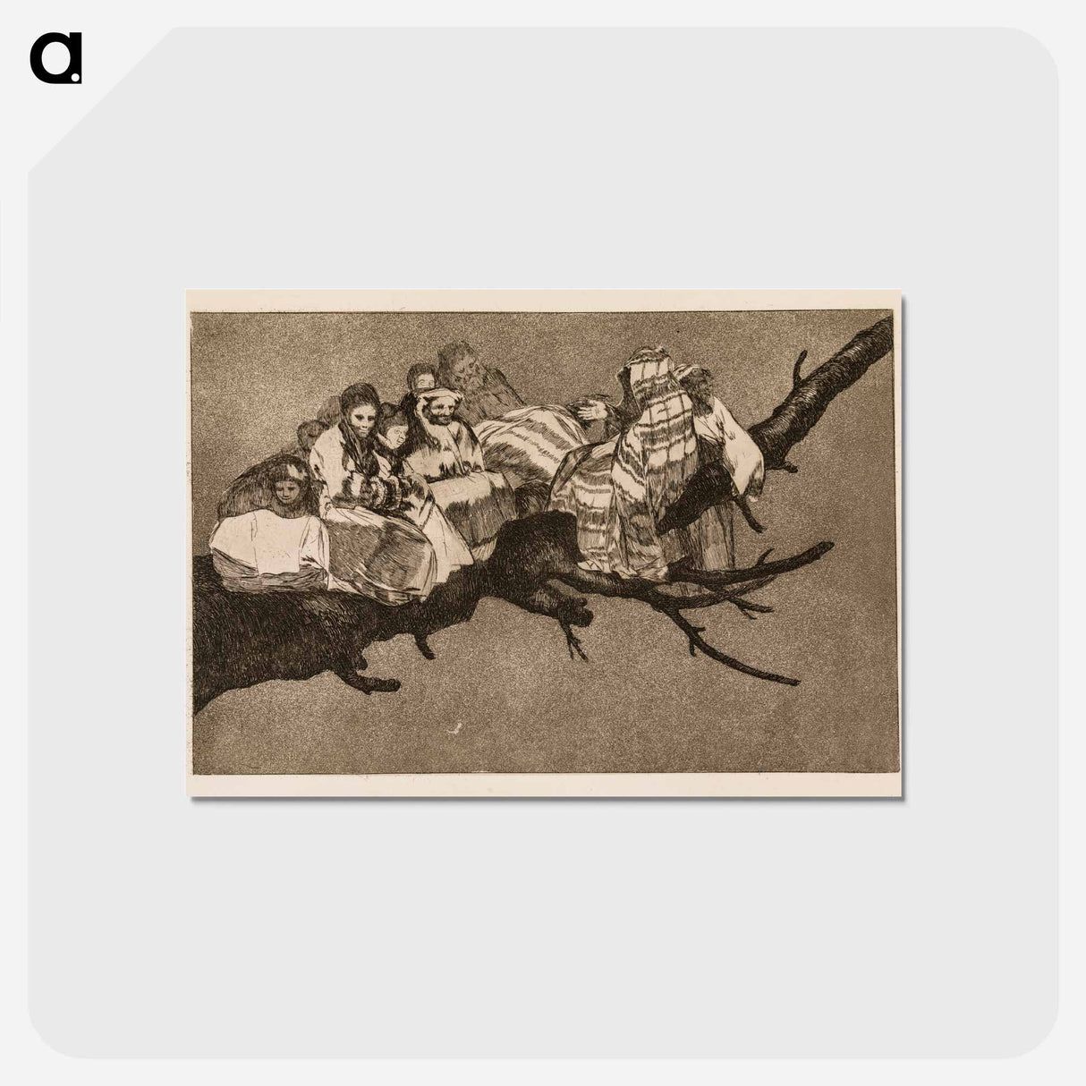 アートポストカード-Ridiculous folly (Walking between the branches / talking through one's hat) - フランシスコ デ ゴヤ Postcard.