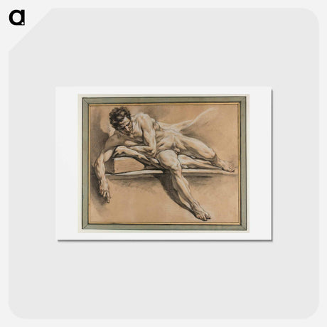 アートポストカード-Academic Study of a Reclining Male Nude - フランソワ ブーシェ Postcard.