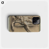 Academic Study of a Reclining Male Nude - フランソワ ブーシェ Phone Case.