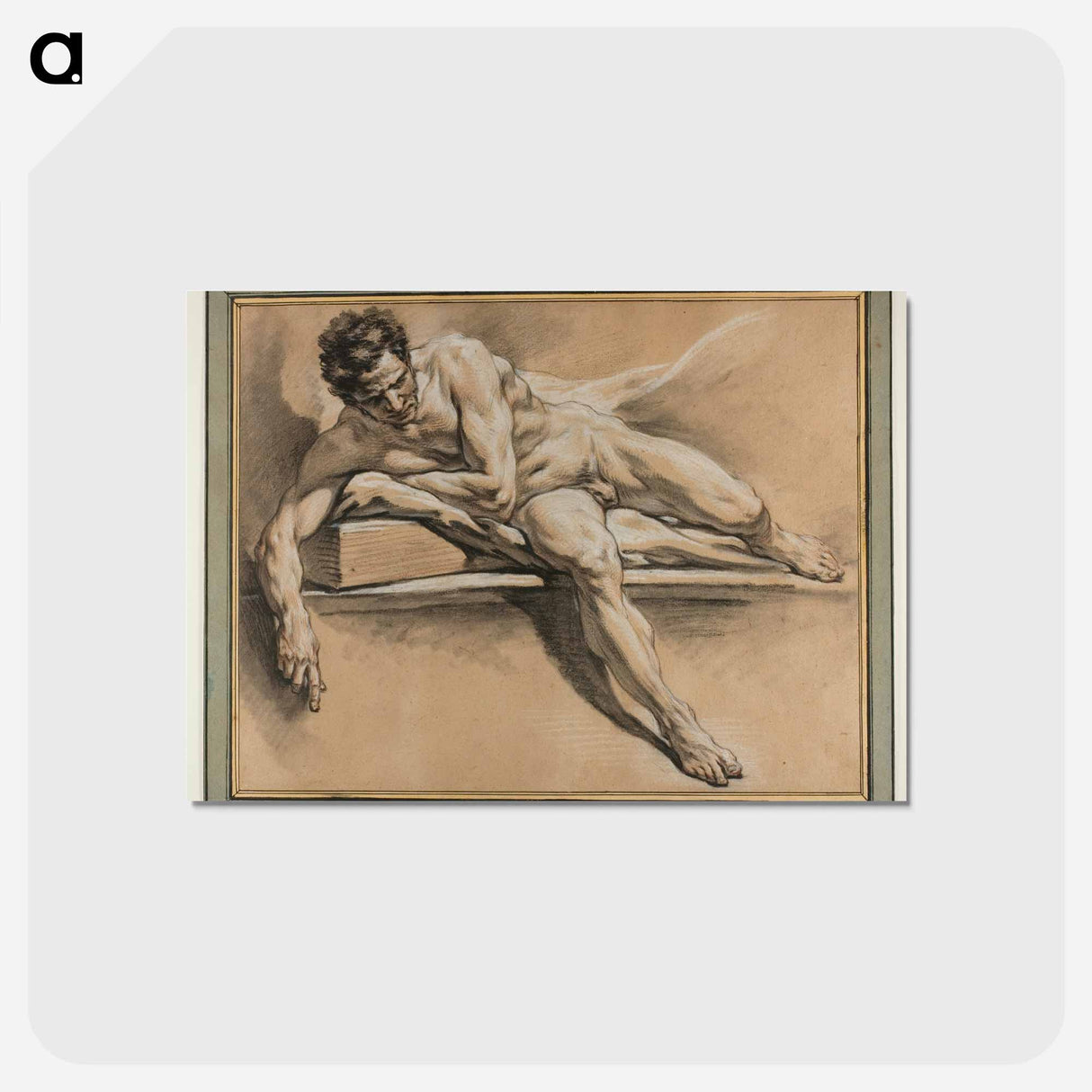 アートポストカード-Academic Study of a Reclining Male Nude - フランソワ ブーシェ Postcard.