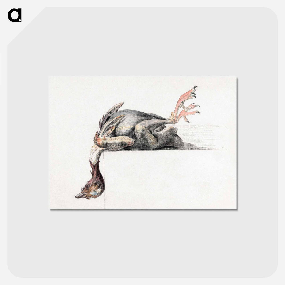 アートポストカード-Plucked bird, hanging head down - ジャン ベルナール Postcard.