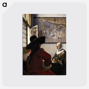 アートポストカード-Officer and Laughing Girl - ヨハネス フェルメール Postcard.