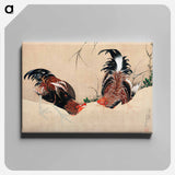 Gamecocks - Katsushika Hokusai Canvas.