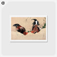 アートポストカード-Gamecocks - 葛飾 北斎 Postcard.