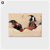 アートポストカード-Gamecocks - 葛飾 北斎 Postcard.