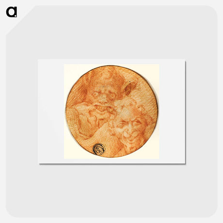 アートポストカード-Two Devils - ミケランジェロ ブオナローティ Postcard.