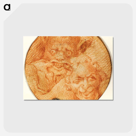 アートポストカード-Two Devils - ミケランジェロ ブオナローティ Postcard.