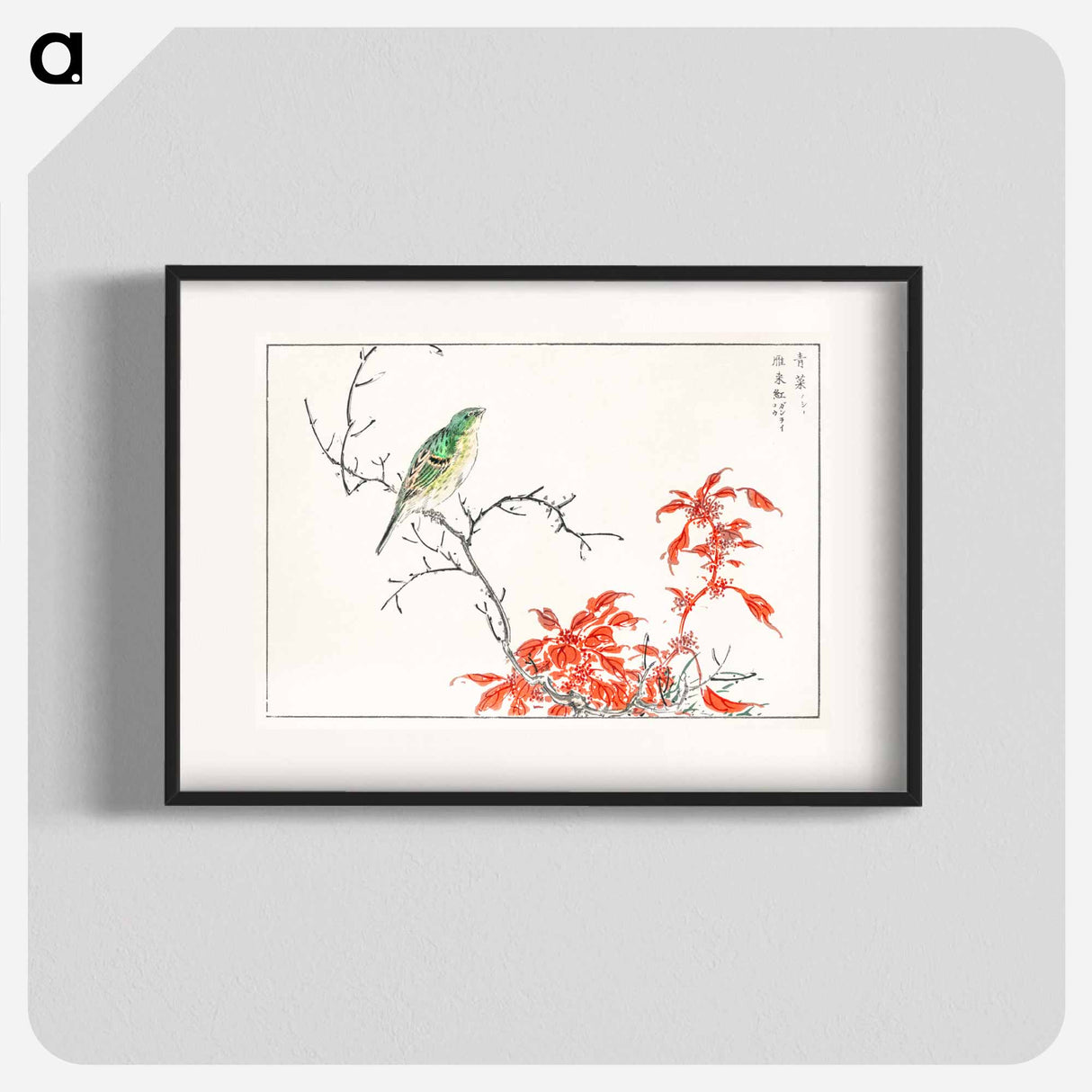 アートポスター-Japanese Yellow Bunting and Chinese Amaranth
 - 鳥類図鑑 Poster.