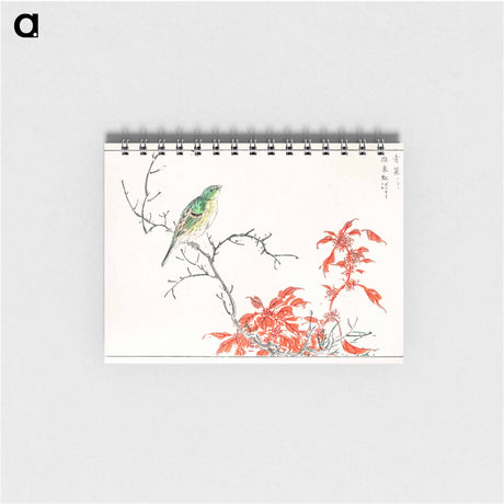アートメモ帳-Japanese Yellow Bunting and Chinese Amaranth
 - 鳥類図鑑 Memo.