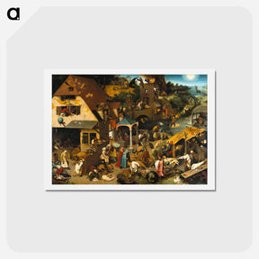 アートポストカード-Netherlandish Proverbs - ピーター ブリューゲル Postcard.