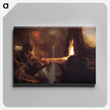 Expulsion. Moon and Firelight - トーマス コール Canvas.