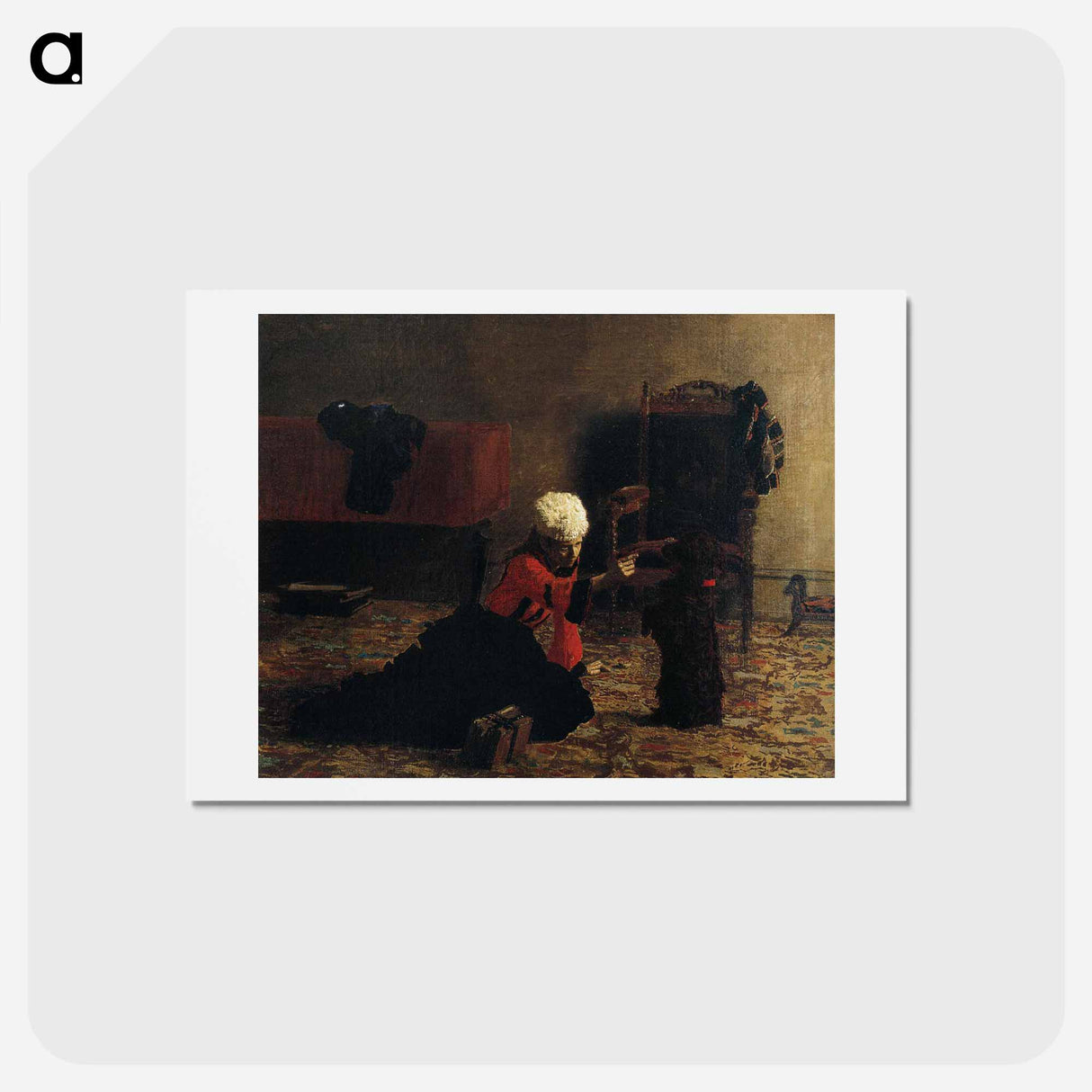 アートポストカード-Elizabeth Crowell with a Dog - トーマス エイキンズ Postcard.