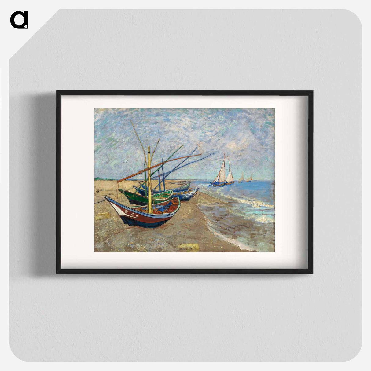 Fishing Boats on the Beach at Saintes-Maries - フィンセント ファン ゴッホ Poster.