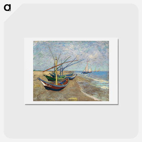 アートポストカード-Fishing Boats on the Beach at Saintes-Maries - フィンセント ファン ゴッホ Postcard.