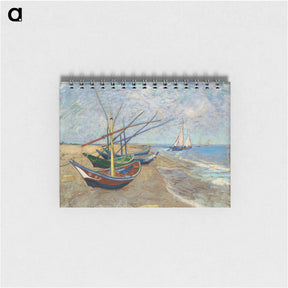 アートメモ帳-Fishing Boats on the Beach at Saintes-Maries - フィンセント ファン ゴッホ Memo.