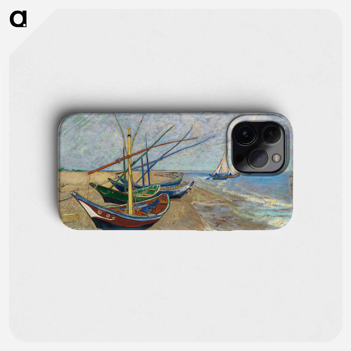 Fishing Boats on the Beach at Saintes-Maries - フィンセント ファン ゴッホ Phone Case.