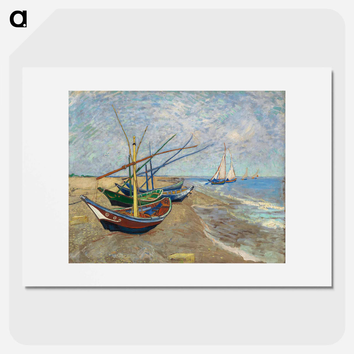 Fishing Boats on the Beach at Saintes-Maries - フィンセント ファン ゴッホ Poster.