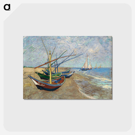 アートポストカード-Fishing Boats on the Beach at Saintes-Maries - フィンセント ファン ゴッホ Postcard.