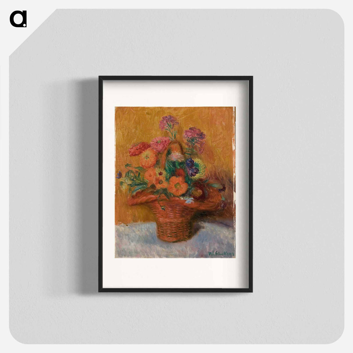 Red Basket of Zinnias - William James Glackens Poster.