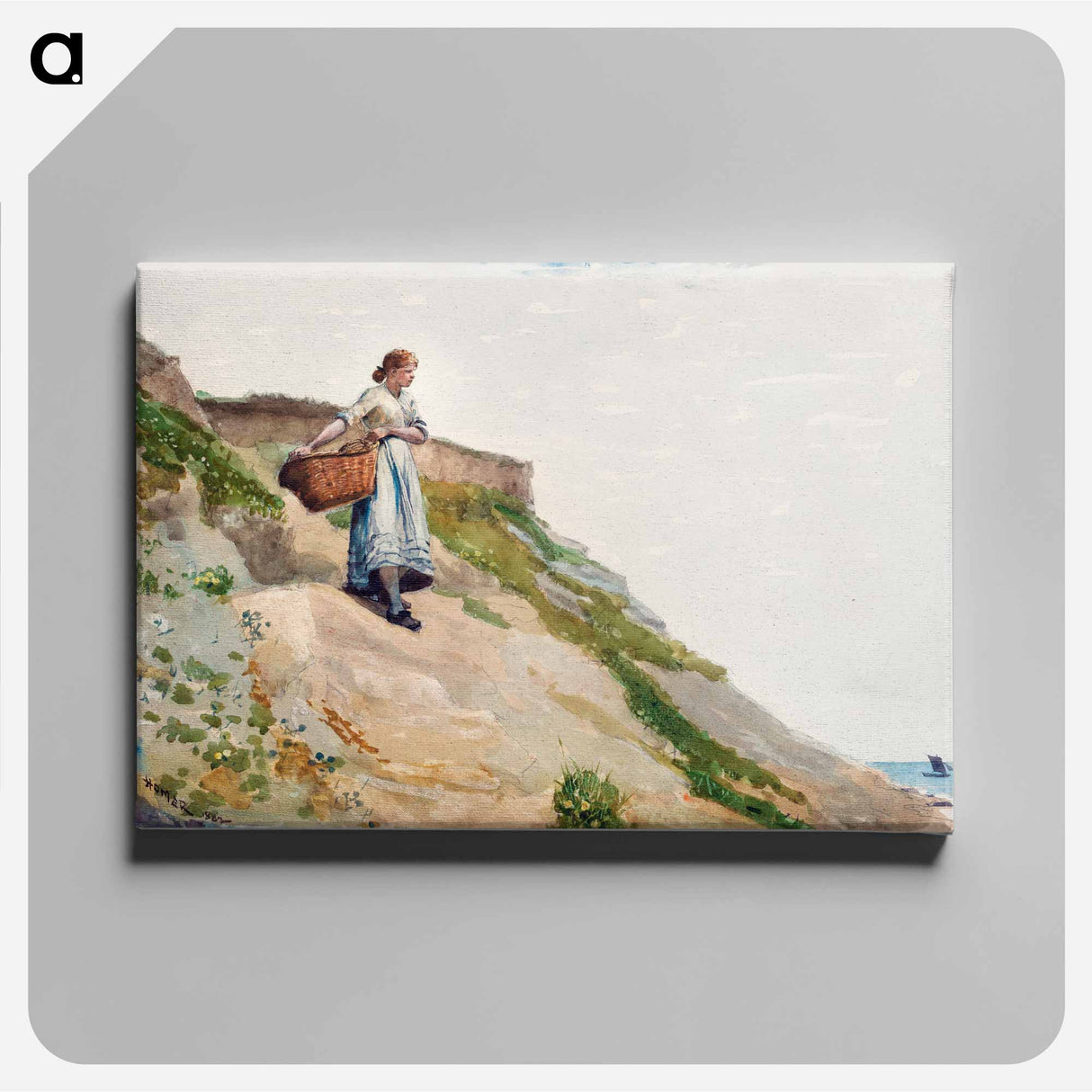 Girl Carrying a Basket - Winslow Homer Canvas.