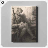 Soldier writing letter by Wladyslaw Theodore Benda - ウワディスワフ テオドール ベンダ Canvas.