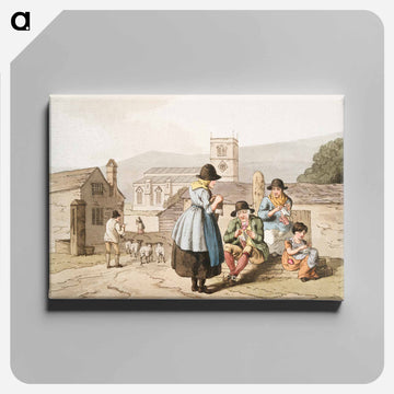 Illustration of Wensley Dale knitters - 19世紀のヨークシャー Canvas.