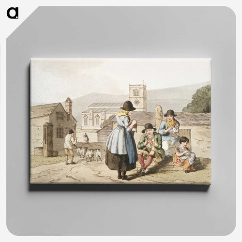Illustration of Wensley Dale knitters - 19世紀のヨークシャー Canvas.