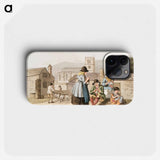 Illustration of Wensley Dale knitters - 19世紀のヨークシャー Phone Case.