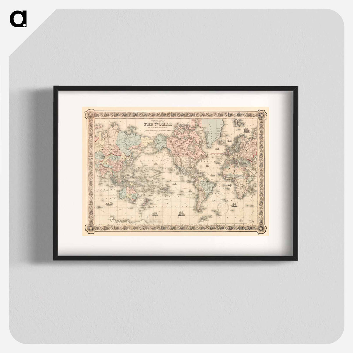 Colton's Map of the World on Mercator's Projection - アンティーク地図 Poster.