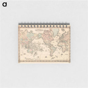 アートメモ帳-Colton's Map of the World on Mercator's Projection - アンティーク地図 Memo.