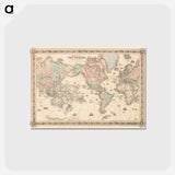 アートポストカード-Colton's Map of the World on Mercator's Projection - アンティーク地図 Postcard.