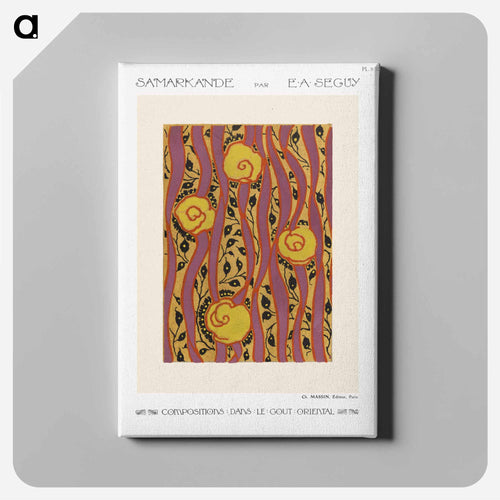 Flower pattern Art Deco stencil print in oriental style - E.A.セギー Canvas.